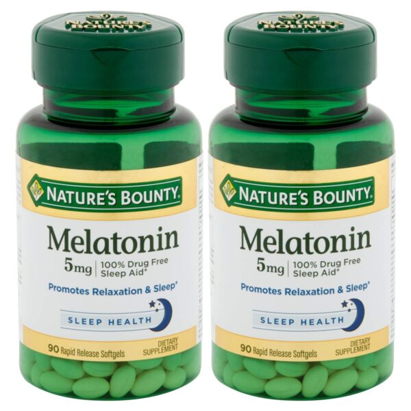 Nature's Bounty Melatonin Softgels, 5mg (90 Count, 2 Pack)/24pk