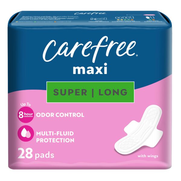 Carefree Maxi Pads with Wings Super (28 Count)/4pk