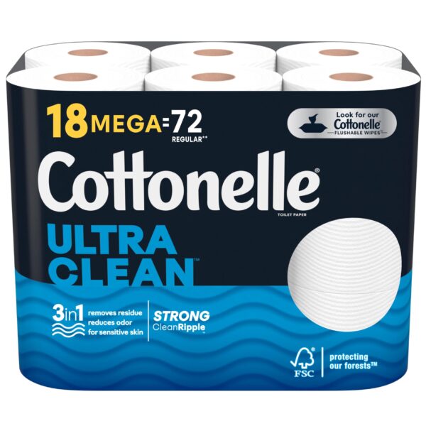 Cottonelle Ultra Clean Toilet Paper (18 Mega Rolls)/2pk