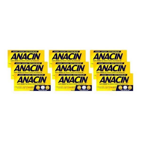 Anacin Pain Relief Aspirin Tablets (100 ct, 9 pk)/12pk