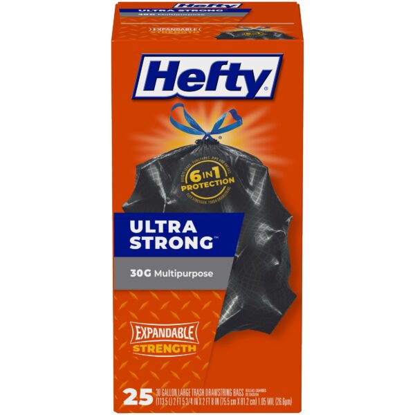 Hefty Ultra Strong Trash Bags Black (30 Gallon, 25 Count)/6pk