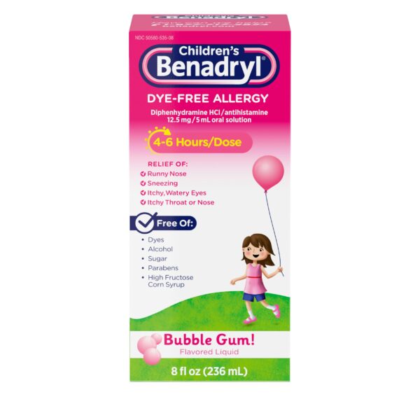 Benadryl Children’s Dye-Free Allergy Relief Liquid (8 oz)/24pk