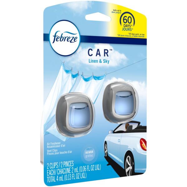 Febreze Car Vent Clip Linen & Sky (2 Count)/8pk