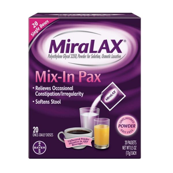 MiraLAX Mix-In Pax (0.59 oz, 20-pack)/12pk