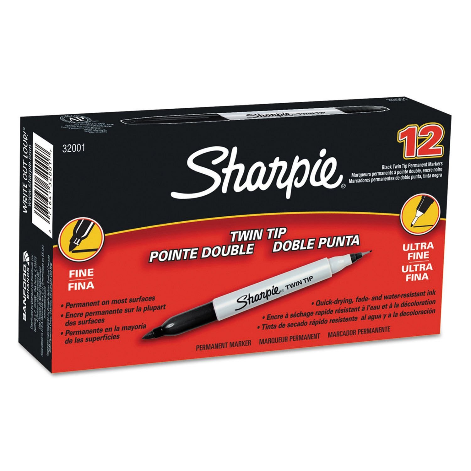 Version 1.0.0 Sharpie Twin-Tip Permanent Marker Black (2 Pack)/48pk - Image 1