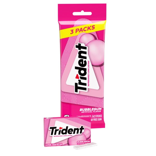 Trident Bubblegum Sugar-Free Gum (3 packs, 42 pieces)/20pk