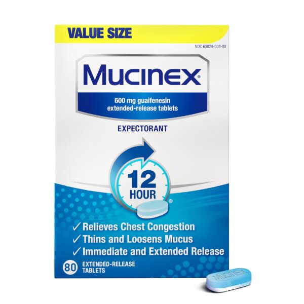 Mucinex 12 Hour Guaifenesin Tablets (80 Count)/12pk
