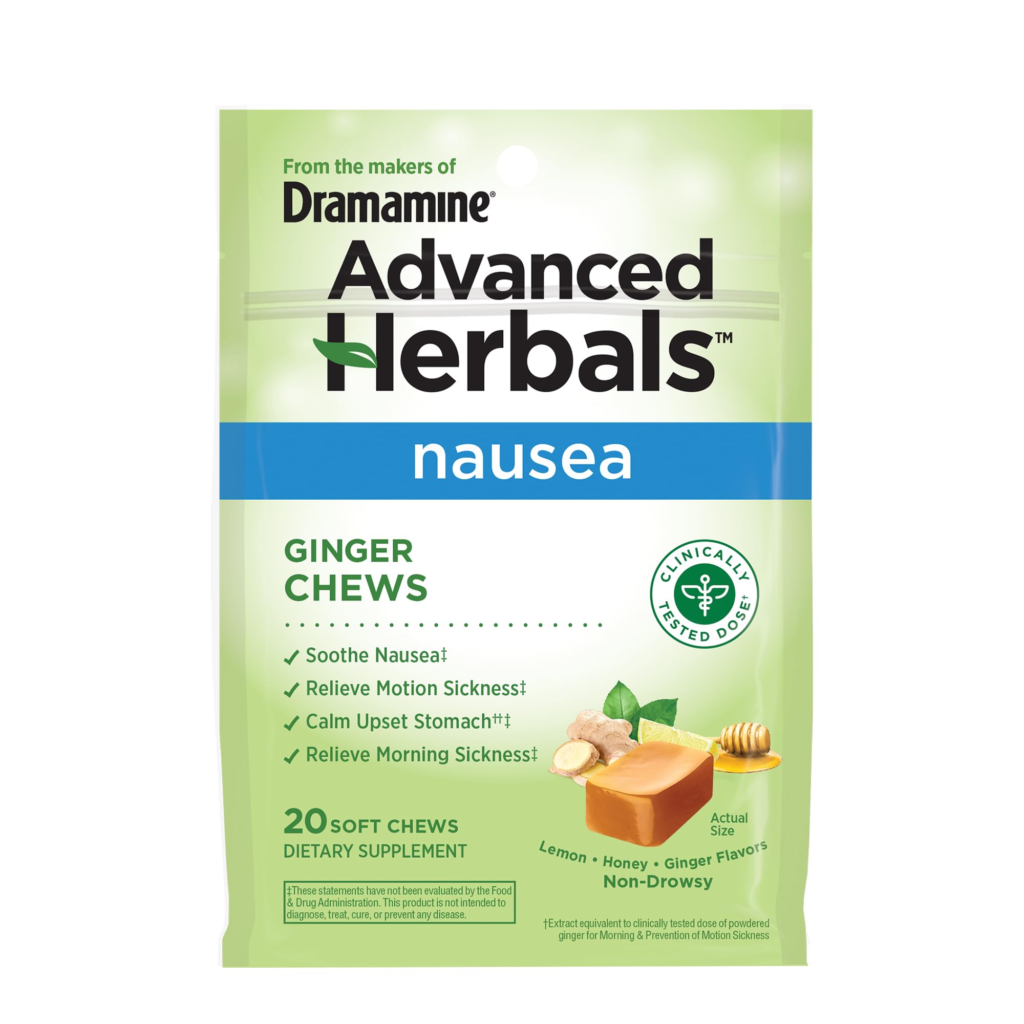 Version 1.0.0 Dramamine Herbal Ginger Chews (20 ct)/24pk - Image 1