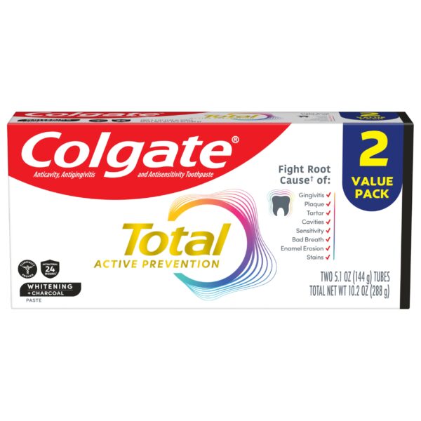 Colgate Total Whitening + Charcoal Toothpaste (5.1 oz, 2 Pack)/24pk