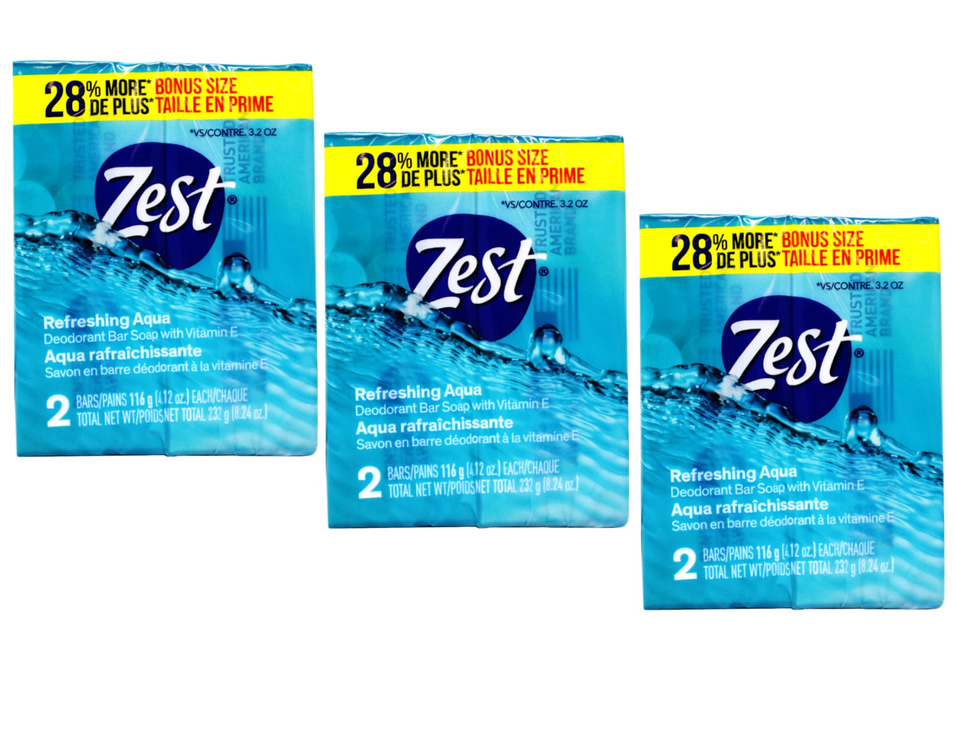 Version 1.0.0 Zest Bar Soap Aqua with Vitamin E (4.12 oz, 6 ct)/6pk - Image 1
