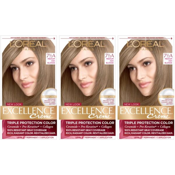 L'Oreal Excellence Creme Hair Color 7.5A (3 Pack)/12pk