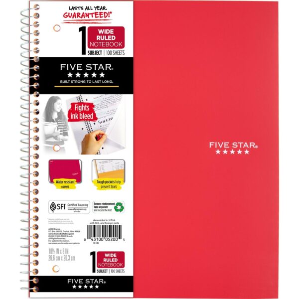 Five Star Notebook (100 Sheets)/12pk