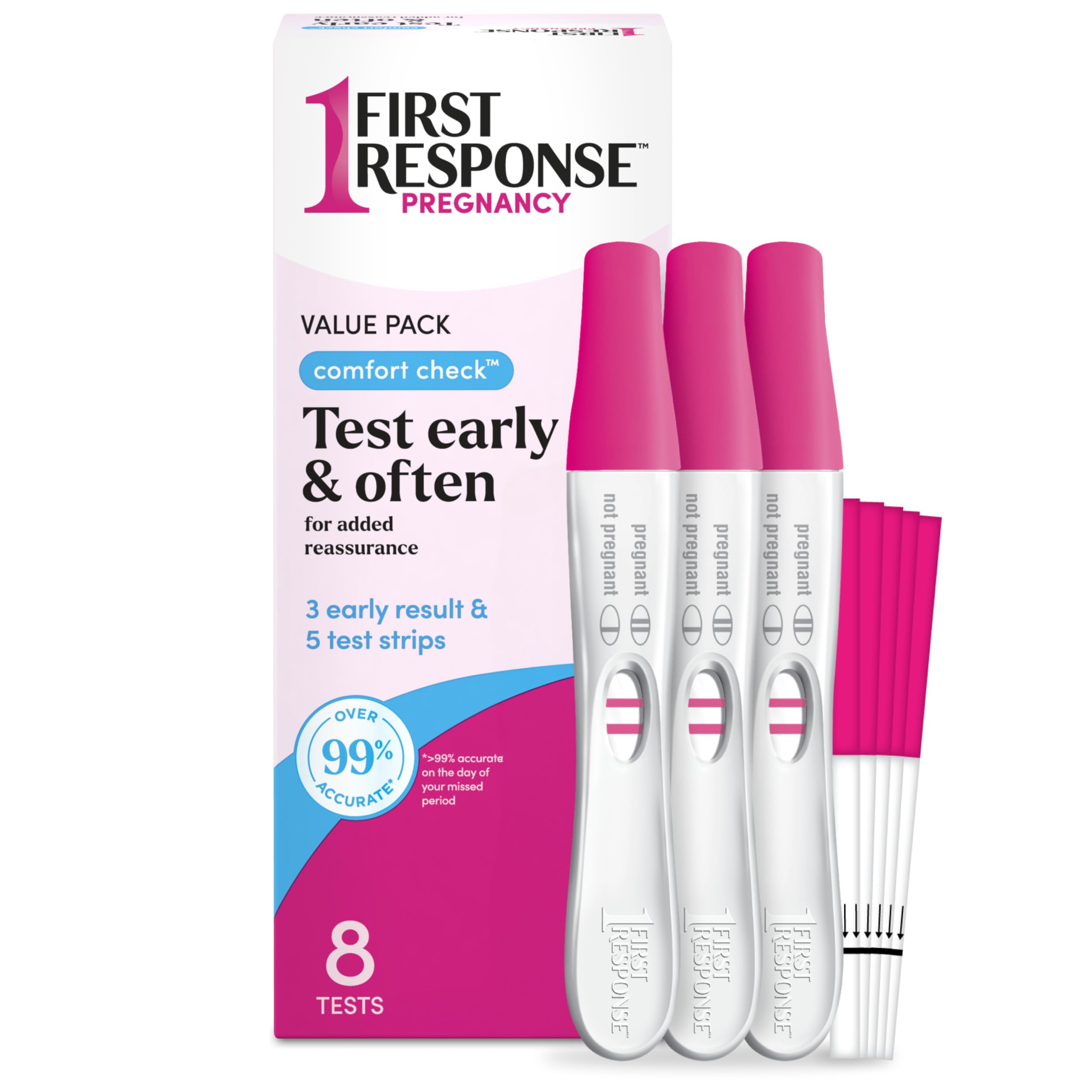 Version 1.0.0 First Response Comfort Check Pregnancy Test (8 Count)/12pk - Image 1