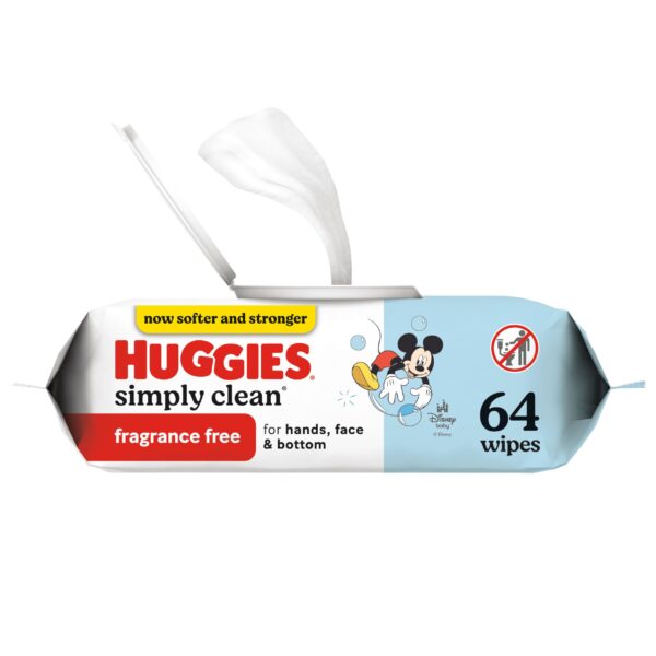 Huggies Simply Clean Baby Wipes Unscented (64 Count)/8pk