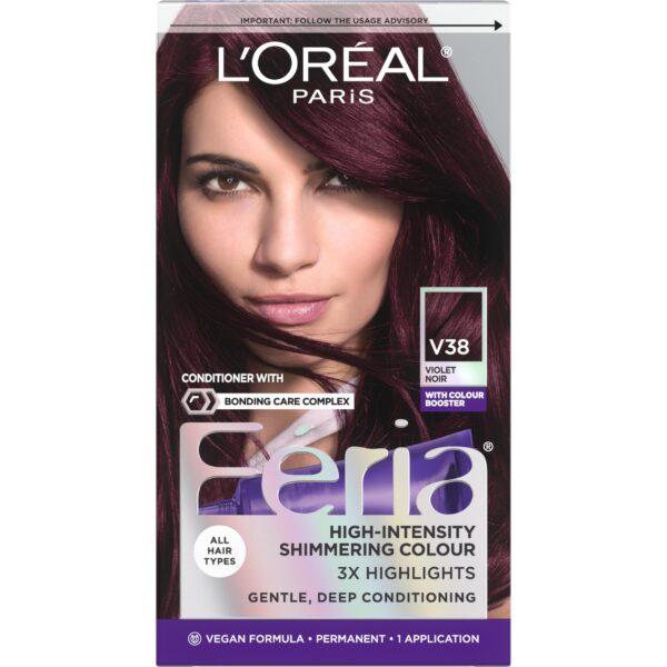 L'Oreal Feria Hair Color, V38 Violet Noir/12pk