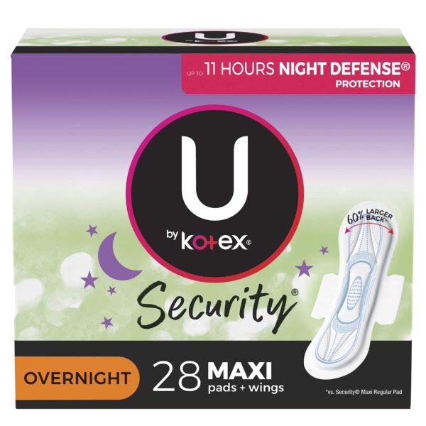 U by Kotex Maxi Overnight Pads With Wings (28 Count)/4pk