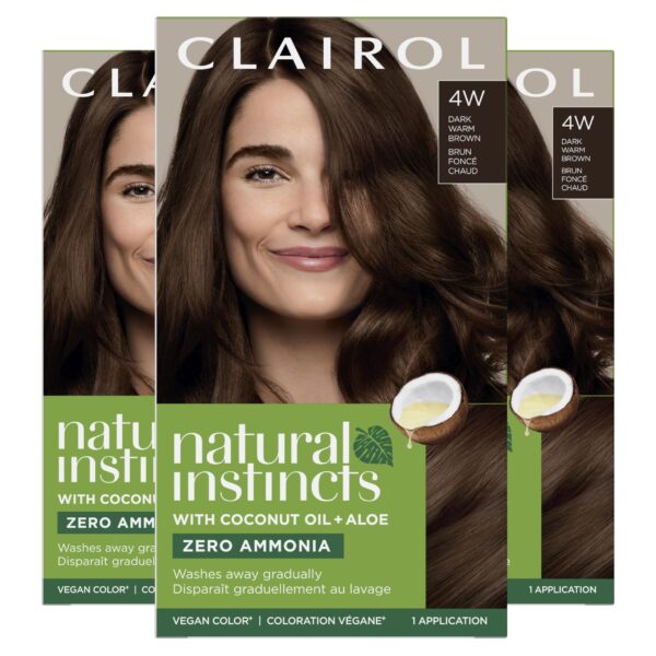Clairol Natural Instincts Hair Dye Dark Warm Brown (3 Pack)/12pk