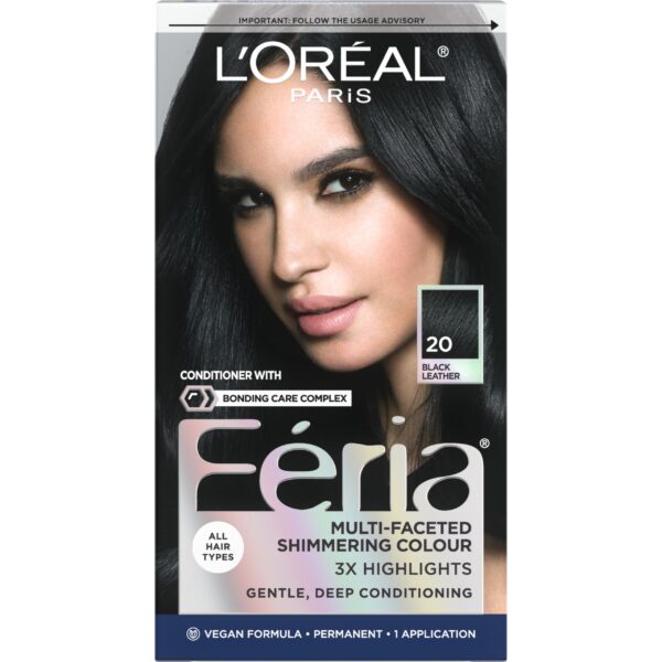 L'Oreal Feria Hair Color 20 Black Leather/12pk