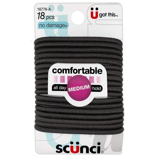 Scunci Brown Elastics Medium Hold (18 ct)/48pk