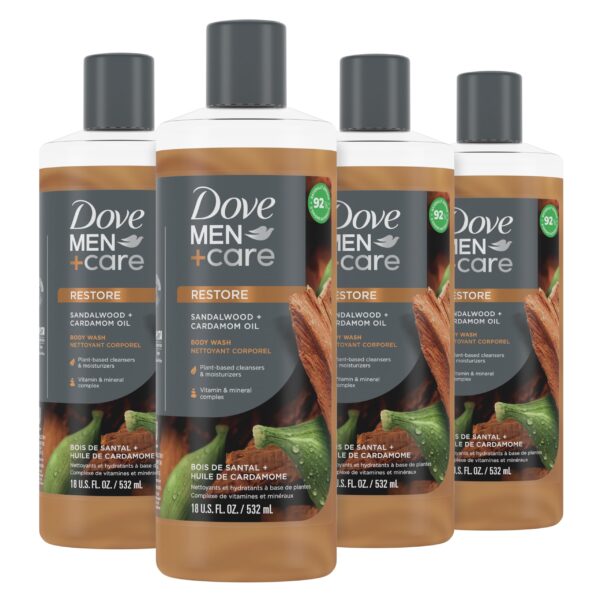 Dove Men+Care Body Wash Sandalwood + Cardamom (18 oz, 4 Pack)/4pk