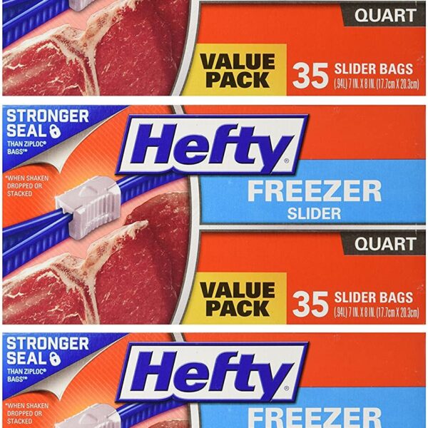 Hefty Freezer Slider Bags Quart (35 Count, Pack of 3)/9pk
