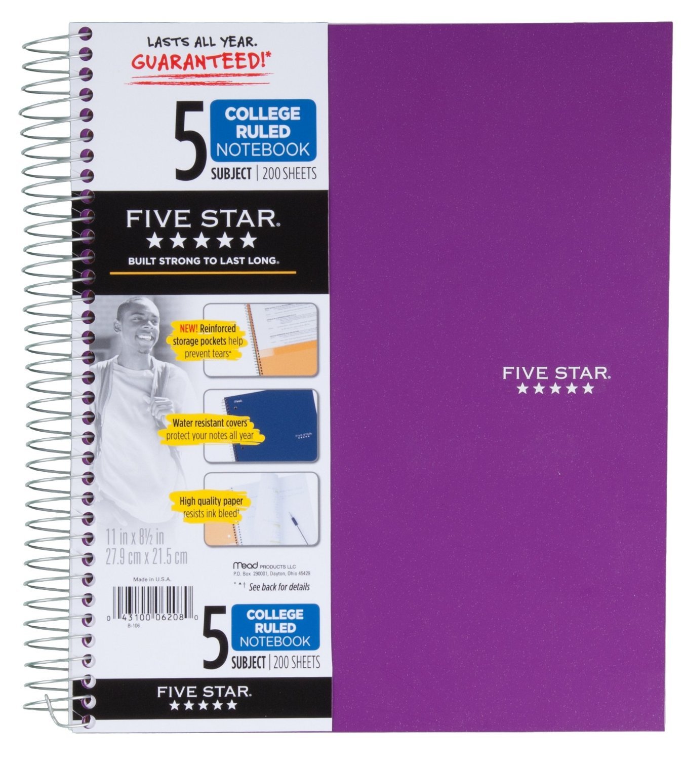 Version 1.0.0 Mead Five Star Notebook College Ruled (8.5 x 11 in., 200 Sheets, 3 Pack)/6pk - Image 1