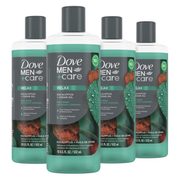 Dove Men+Care Body Wash Eucalyptus + Cedar Oil (18 oz, 4 Pack)/4pk