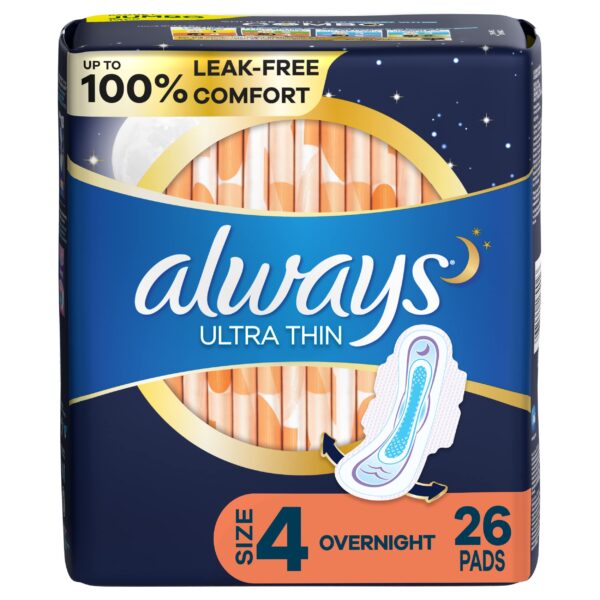 Always Ultra Thin Pads Overnight Size 4 (26 ct)/3pk