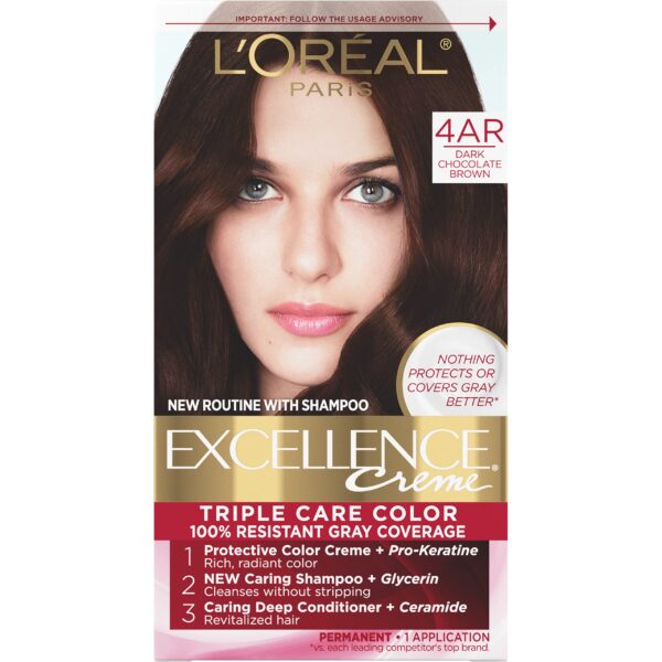 L'Oreal Excellence Creme Hair Color 4AR Dark Brown/12pk
