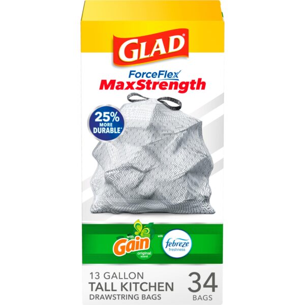 Glad ForceFlexPlus Trash Bags Gain (13 Gal, 34 ct)/6pk