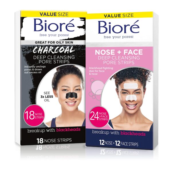 Biore Charcoal Nose+Face Pore Strips (24 Count)/12pk