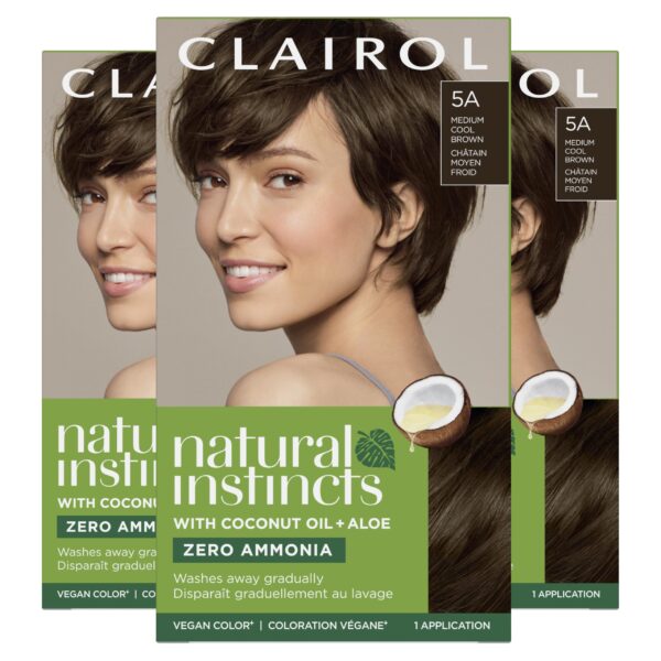 Clairol Natural Instincts Hair Dye Medium Cool Brown (3 Pack)/12pk