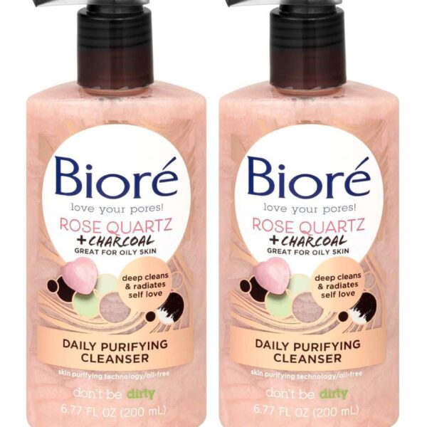 Biore Cleanser Rose Quartz + Charcoal (6.77 oz, 2 Pack)/12pk