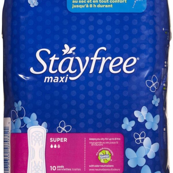 Stayfree Maxi Pads Super (10 Count)/12pk