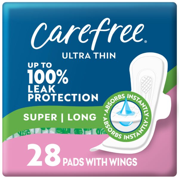 Carefree Ultra Thin Pads with Wings Super (28 Count)/3pk