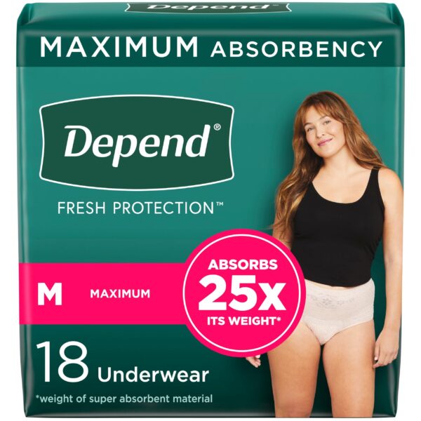 Depend Fresh Protection Underwear for Women Medium (18 Count)/2pk