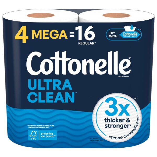 Cottonelle Ultra Clean Toilet Paper (4 Mega Rolls)/12pk