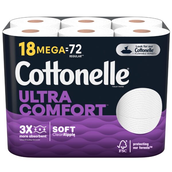 Cottonelle Ultra Comfort Toilet Paper (18 Mega Rolls)/2pk