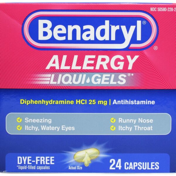 Benadryl Dye-Free Liqui-Gels (25 mg, 24 Count, 11 Pack)/24pk