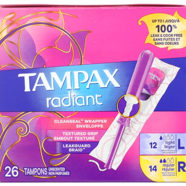 Tampax Radiant Tampons Light/Regular (26 Count)/6pk